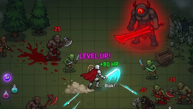 Orta Çağ savaş alanında kılıç, büyülü yay ve kalkan kullanan bir savaşçının goblinler, orklar ve güçlü bosslarla mücadele ettiği aksiyon RPG oyunu.